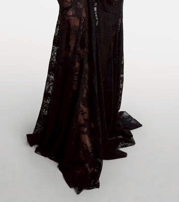 Norma Kamali Ruched lace gown