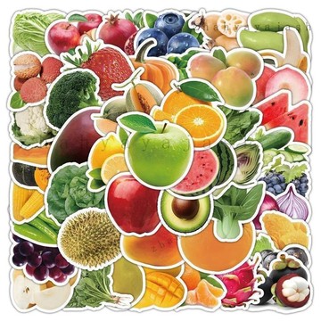 🚚【臺灣出貨】60張綠色水果蔬菜貼紙食材裝飾高清寫實創意啓蒙兒童認知貼畫