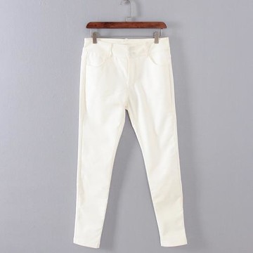品牌系列 新品春秋款專柜女裝庫存折扣基礎款百搭白色褲子F1505B
