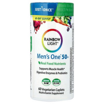 Rainbow Light, Men's One 50+ 日常多維生素，優效，60 粒素食片劑