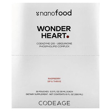 Codeage, Nanofood，Wonder Heart，脂質體輔酶 Q10，樹莓味，30 袋，每袋 0.3 液量盎司（10 毫升）