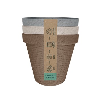 墨西哥Terragave 墨泥4.7吋環保盆器/套盆組 混色3入 花盆
