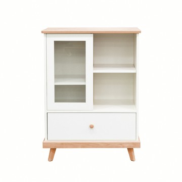 E-home Bucolic田園系1門1開1抽收納實木腳邊櫃-原木色原木色