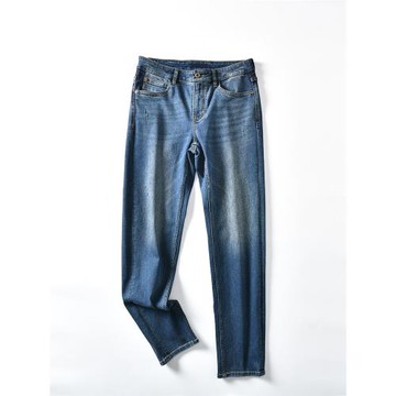 力薦牛貨！靛藍色水洗！外貿男士新款時尚百搭彈力直筒休閑牛仔褲