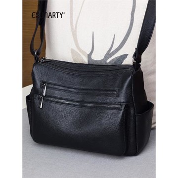 真皮斜挎包女式2025新款時尚百搭大容量多層中老年媽媽款單肩女包