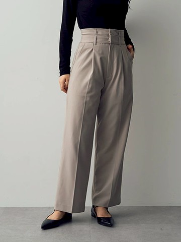 後鬆緊設計直筒長褲(7C37L0F0100) - YECCA VECCA