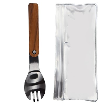 日製折疊式木柄不鏽鋼叉匙  摩登黑  叉匙  1組