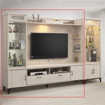 【MUNA 家居】炭燒白橡7尺開門高低櫃(全組)