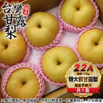 果物樂園-東勢22A特大顆甘露梨禮盒(6顆_每顆720g/盒)