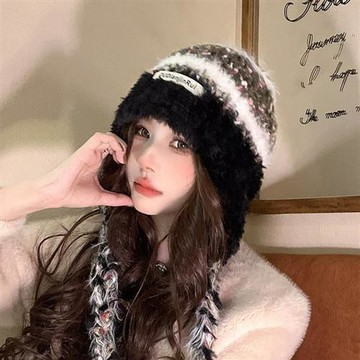 現貨+預購 韓版毛帽毛線帽子針織帽秋冬加絨厚磅保暖帽百搭冷帽休閒帽-護耳帽拼色5色n1mp63