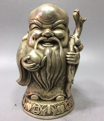 老壽星福祿壽擺件三星拱照仿純銅水琉璃財神送老人長輩賀壽禮品物