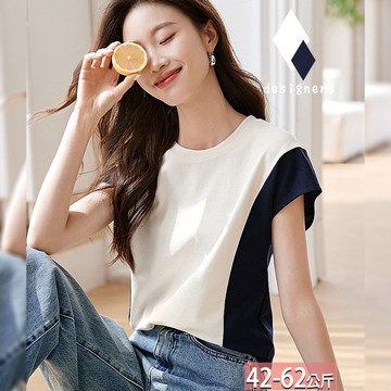 圓領雙側撞色明線拼接連肩袖上衣 M-2XL【733298X】【現+預】☆流行前線☆