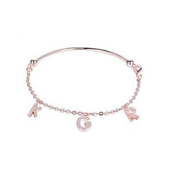 925純銀手鍊 鑲鑽玫瑰金手環 -字母KGR簡約百搭情人節生日禮物女飾品73gr32【獨家進口】【米蘭精品】