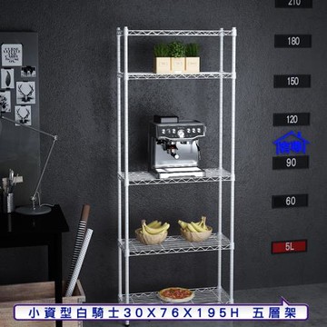 客尊屋-粗管小資型 30x76X195Hcm 白騎士五層架