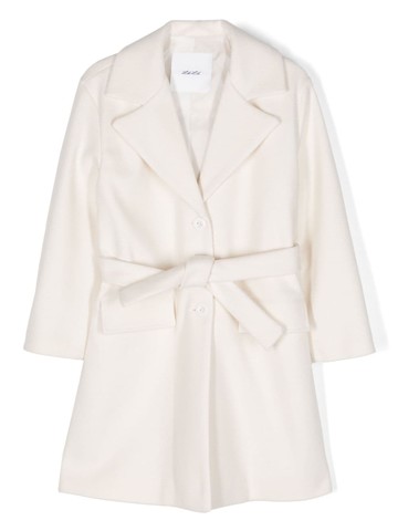 Miss Grant Kids - single-breasted belted coat - kids - Polyester - 8 yrs - White