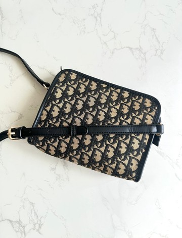 Dior 藍黑色老花兩用中古包 單肩包 側背包 斜背包 古董包 二手包