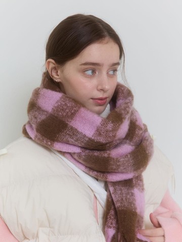 WINTER BREEZE CHECK MUFFLER_PINK