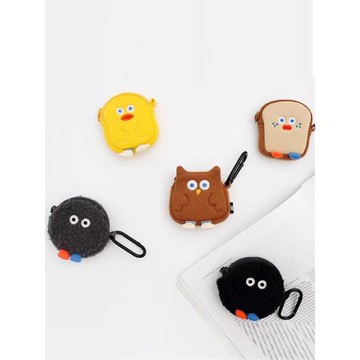 Romane韓國可愛吐司貓頭鷹蘋果AirPods加厚收納袋掛件藍牙耳機套