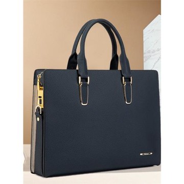 公文包男款真皮商務電腦包指紋解鎖手提包大容量磨砂紋橫款手拎包