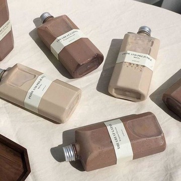八角奶茶瓶創意一次性PET網紅果汁飲料扁方ins油柑茶外賣杯小酒瓶