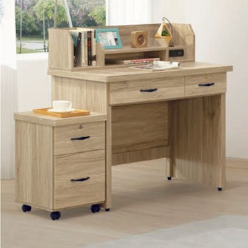 文創集 伯朗3.3尺多功能書桌組合(附USB插座＋活動櫃＋上座書架)-97x59x78cm免組