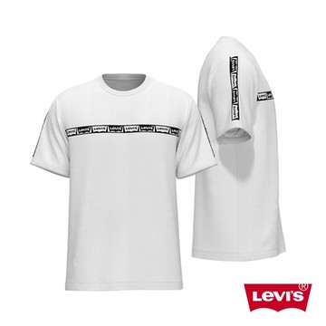 Levis 男款 短袖T恤 / 簡約Logo邊條 / 寬鬆休閒版型 白