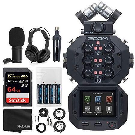 Zoom H8 8-Input   12-Track Portable Handy Recorder For Podcasting, Music, Field Recording   Zoom ZDM-1 Podcast Mic   Headphones   Windscreen   Tableto