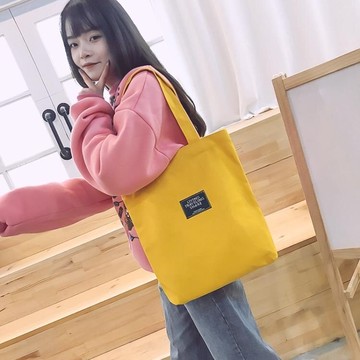 帆布包 單肩帆布包女韓版簡約ins中包百搭學生文藝原宿ulzzang日系手提袋 交換禮物