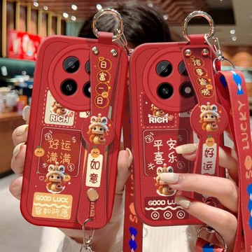 適用于oppoa5手機殼防摔A5 5G紅色小羊皮保護套OPPO喜慶祝福文字A5活力版可斜挎腕帶背帶掛繩蛇年好運新年款