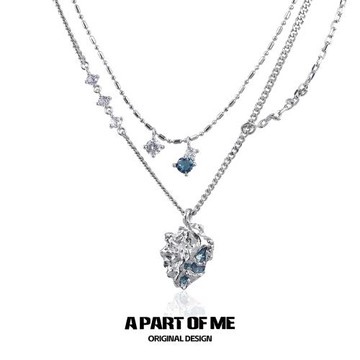 冰川系列原創多層鋯石項鏈高級小眾冷淡鎖骨鏈潮男