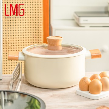 【LMG】雪藏系列不沾雙耳深湯鍋22cm(含蓋)