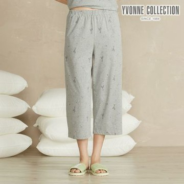 YVONNE 以旺傢飾 長頸鹿印花八分褲-迷霧灰（M/L）