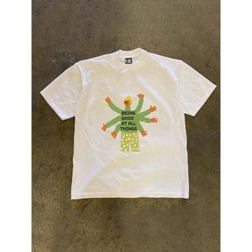 搞錢做慈善 3A260克純棉雙紗！向上俠！重磅情侶女寬松短袖T恤男