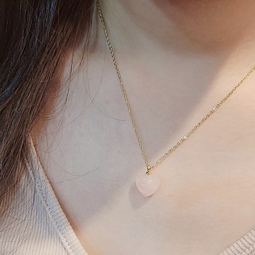 送禮物 [現貨商品]【焦糖小姐Ms caramelo 】粉晶天然石項鍊 306不鏽鋼 Stainless steel