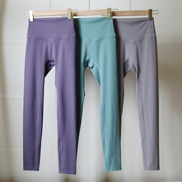 薄款九分瑜伽褲女裸感高腰提臀遮肚臍高彈力速干蜜桃臀健身褲外穿