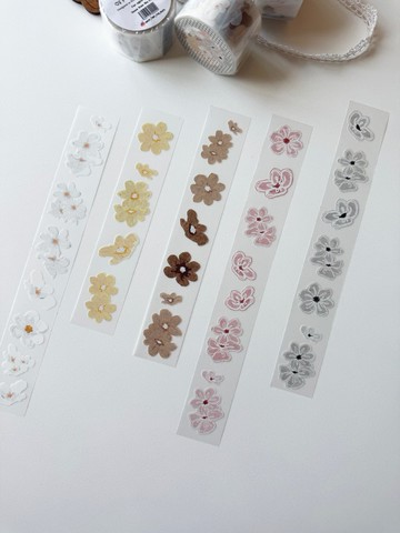 油畫棒花瓣 3cm x 10M 霧面PET膠帶 + 白墨附離型紙