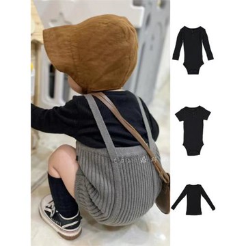 游魚 丹麥mar寶寶嬰兒莫代爾長袖包屁衣無骨黑色上衣打底內搭秋冬