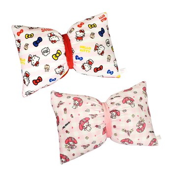 【Sanrio 三麗鷗】雙行蝴蝶結靠枕 （買一送一）-KT＋美樂蒂 （42*27cm）_廠商直送