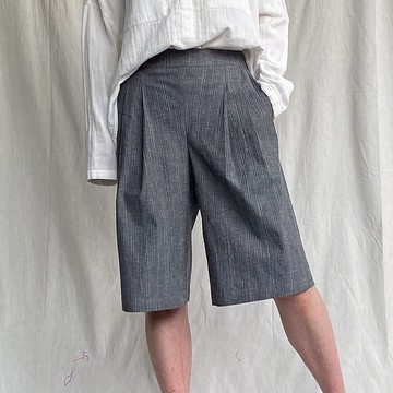 石灰岩先染織物休閑五分褲西褲