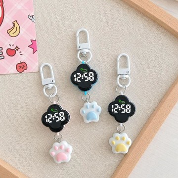 ✨元氣新品✨網紅烤漆貓爪時間掛錶鑰匙扣掛飾小清新DIY配飾電子錶可愛送閨蜜RULM