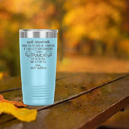 Godmother Tumbler Travel Mug Coffee Cup Funny For Birthday Best Idea Ever God Mother Godparent P-12L (20oz, Light Blue)