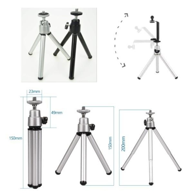 伸縮 90度角度調整 ミニ三脚 《シルバー》 コンパクト カメラ三脚 卓上三脚 トライポッド _ | LINEショッピング