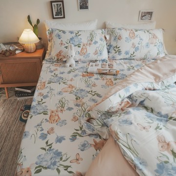 棉床本舖｜歐風萌兔 ❱ 60s萊賽爾天絲™-床包 - K1特大床包組/含枕套