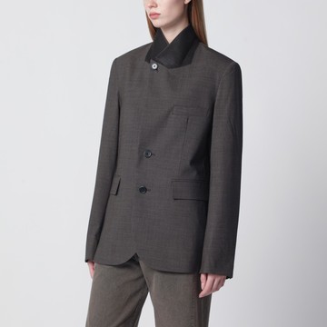 Slate-grey microcheck jacket