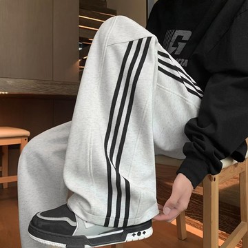 常規加絨可選 休閒褲 美式韓系直筒休閒褲男 彎刀褲 秋冬保暖休閒褲 薄款休閒褲 直筒褲 衛褲 青少年痞帥休閒褲男女 长褲