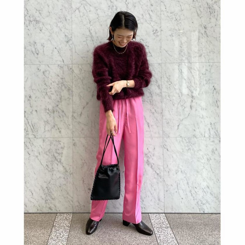 MACPHEE】シャイニープレーンソリッド イージーストレートパンツ