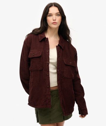 Superdry Women's Oversized Surplus Corduroy Overshirt Brown Size: Xxl