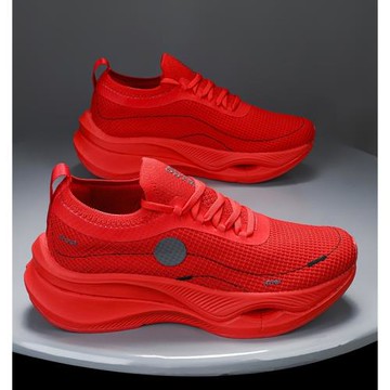 Cadrv Kilry本命年紅色運動鞋女秋冬老爹媽媽中老年舒適軟底紅鞋