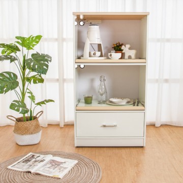 Birdie南亞塑鋼-2.1尺一抽二拉盤收納電器櫃(白色+白橡色)-65x41x125cm