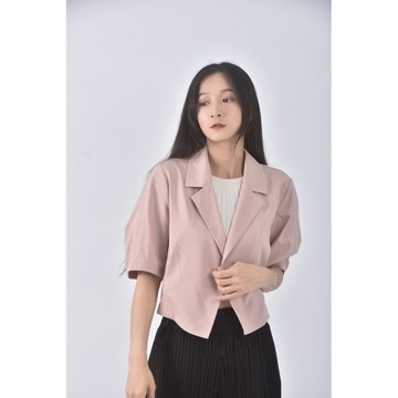 (M) raiher質感短袖粉色罩衫二手衣